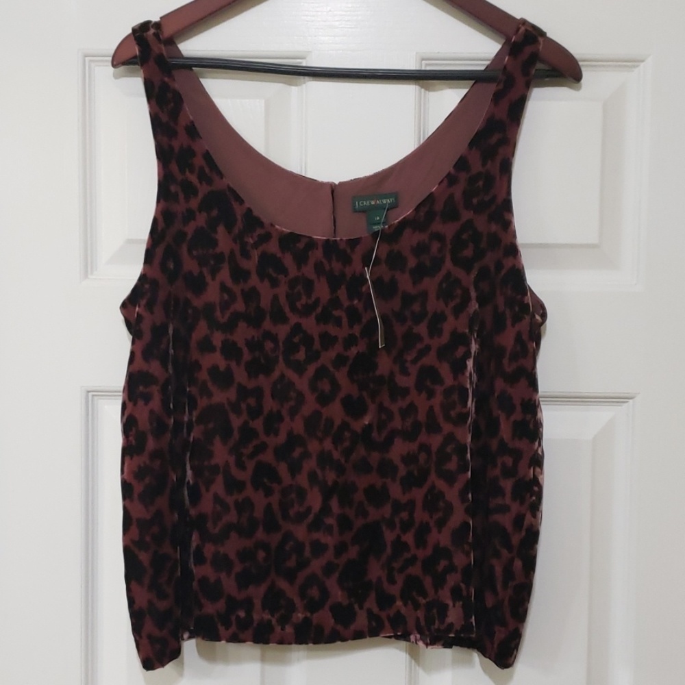 J. Crew ROSE LEOPARD print velvet tank top
